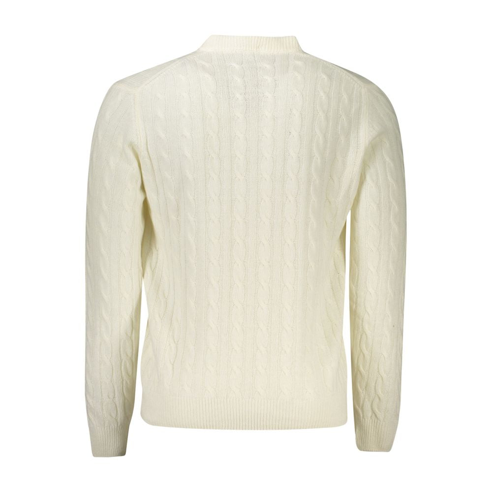 White Wool Men Sweater