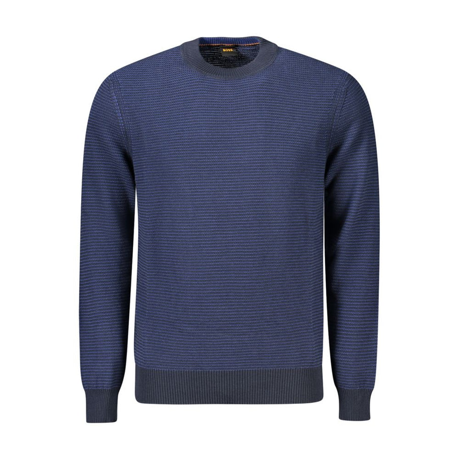 Blue Cotton Men Sweater