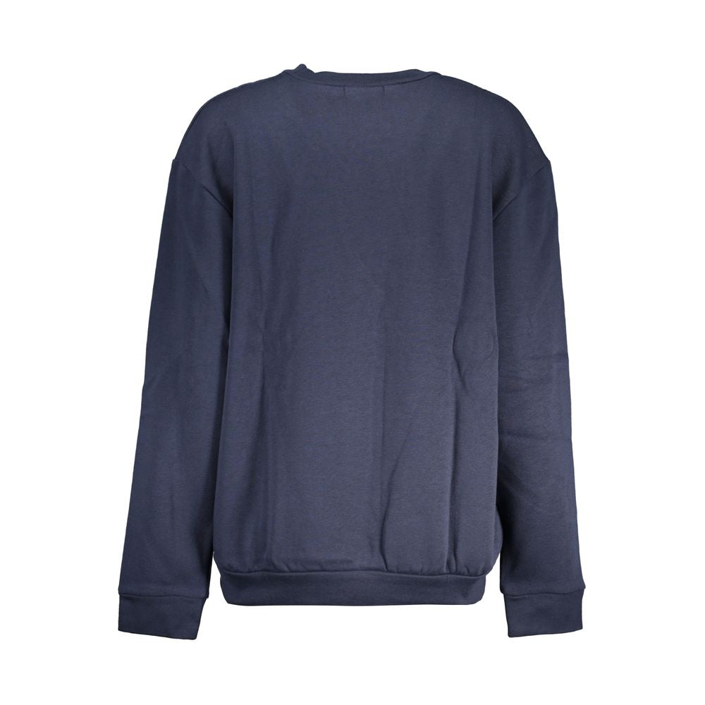 Elegant Blue Fleece Crew Neck Sweatshirt