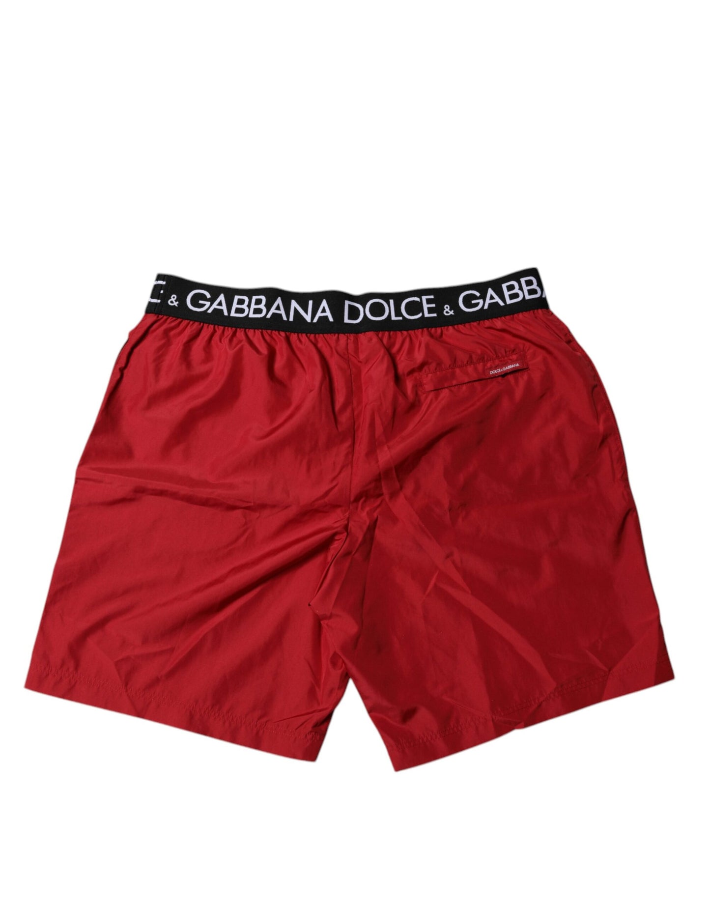 Red Polyester Logo Beachwear Shorts 2Pc Swimwear