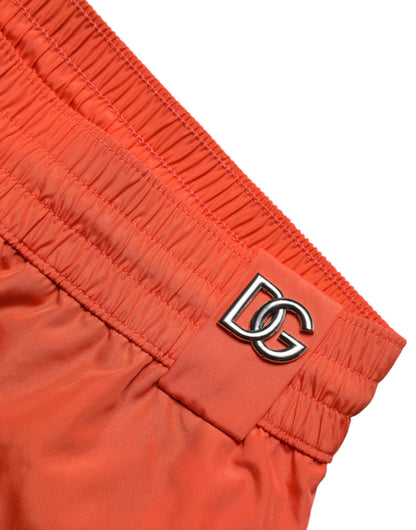 Orange Polyester Beachwear Shorts 2Pc Swimwear