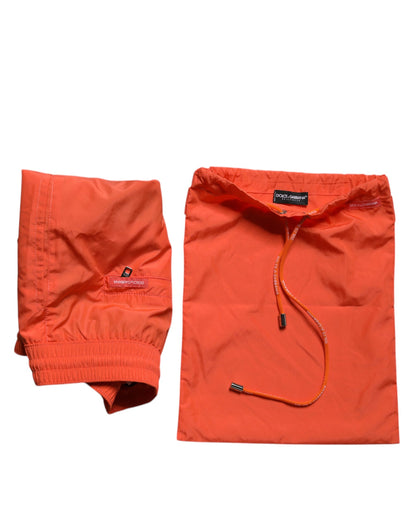 Orange Polyester Beachwear Shorts 2Pc Swimwear