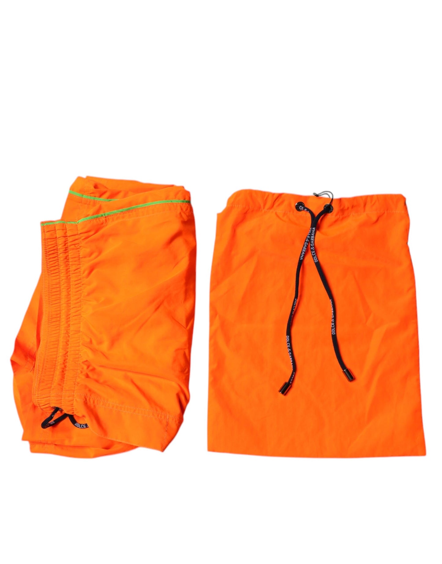 Orange Polyester Beachwear Shorts 2Pc Swimwear