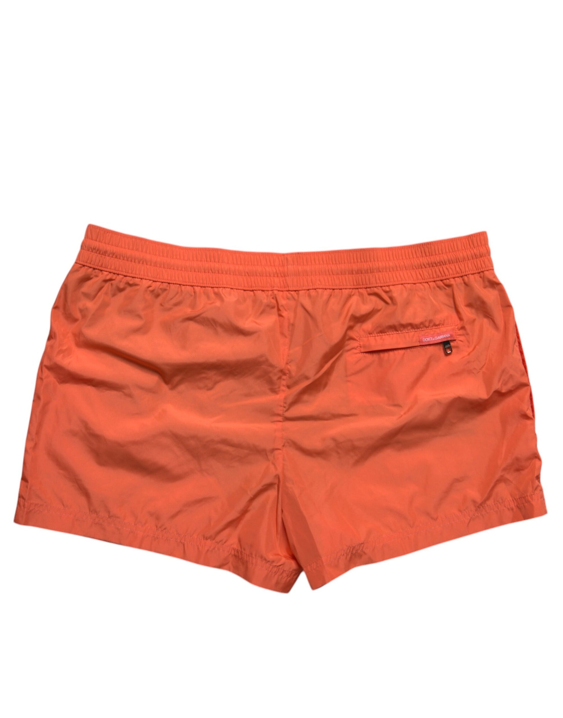 Orange Polyester Beachwear Shorts 2Pc Swimwear