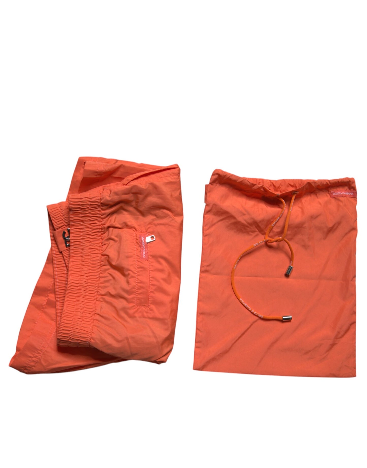 Orange Polyester Beachwear Shorts 2Pc Swimwear