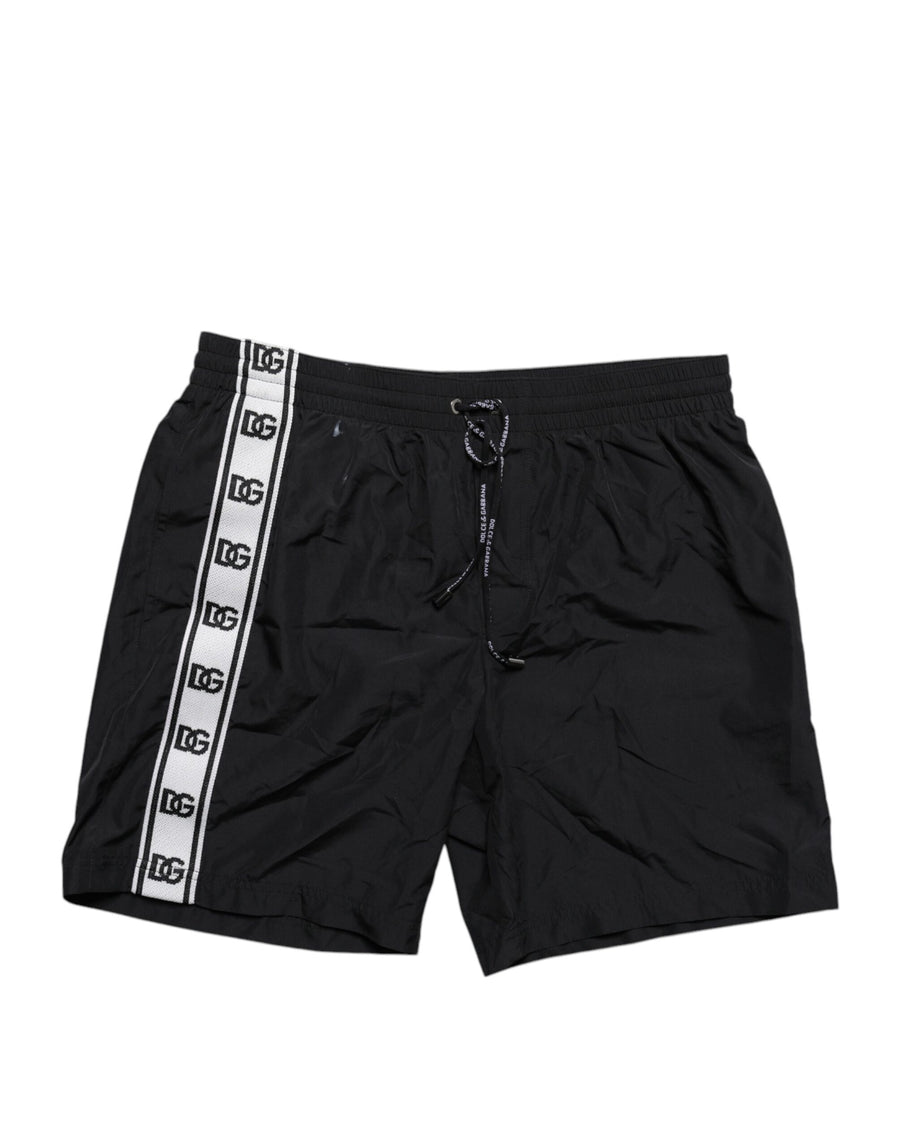 Black Logo Polyester Beachwear Shorts Swimwear