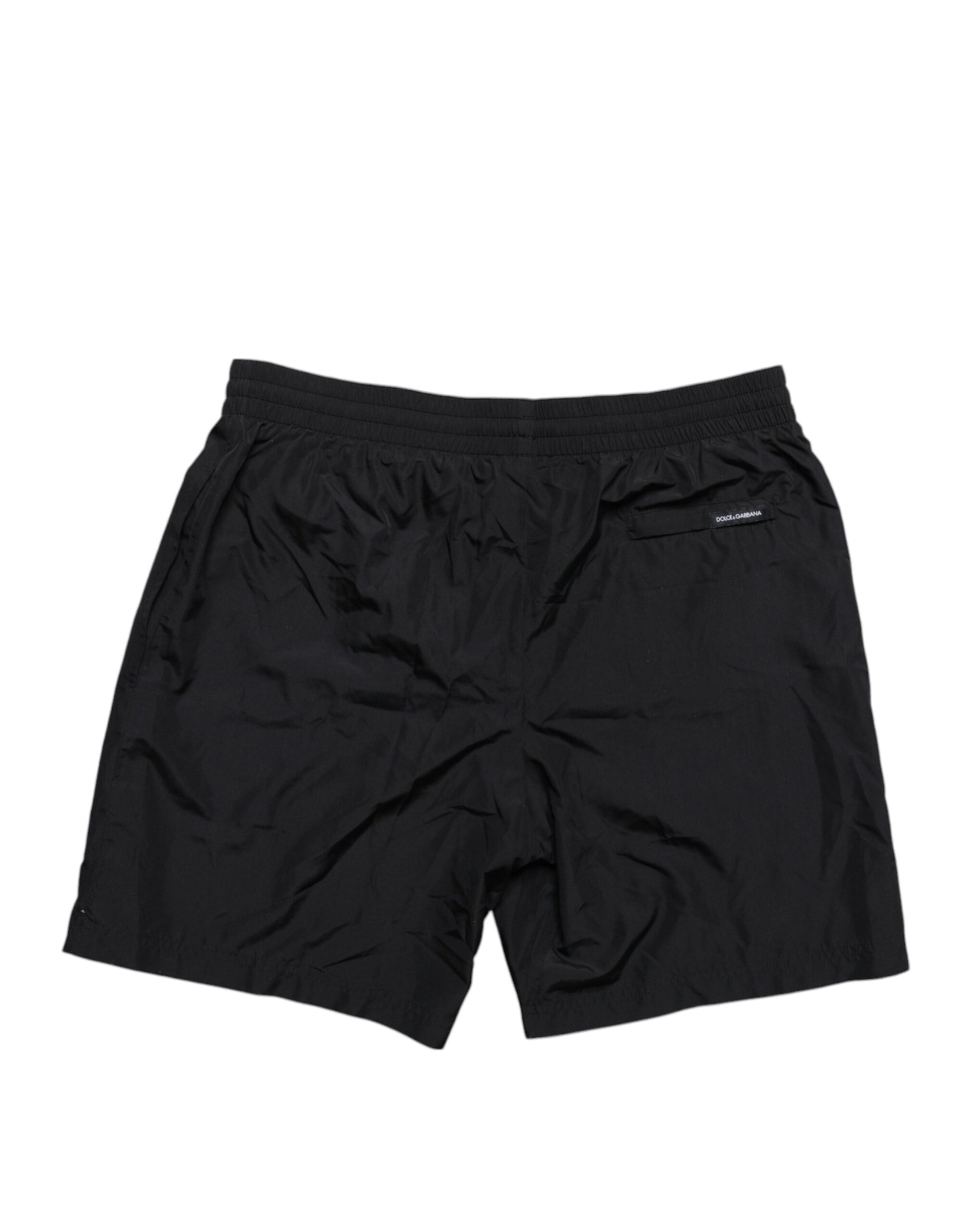 Black Logo Polyester Beachwear Shorts Swimwear