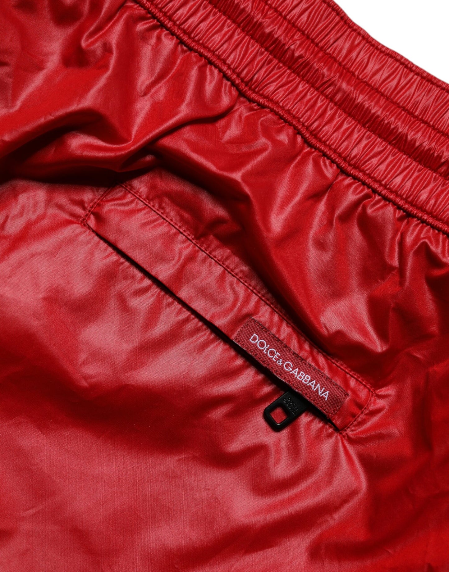 Red Logo Polyester Beachwear Shorts Swimwear