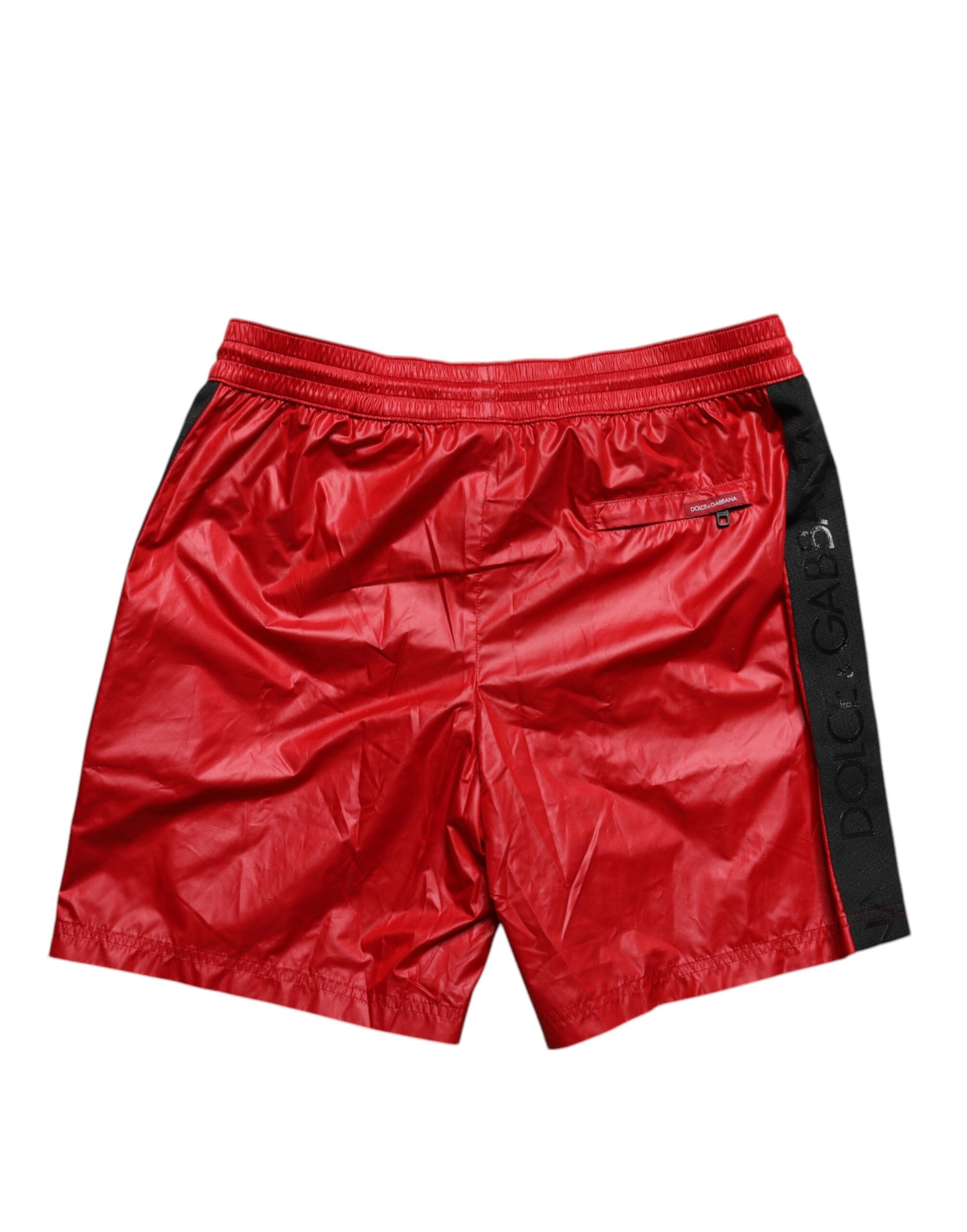 Red Polyester Beachwear Shorts 2Pc Swimwear