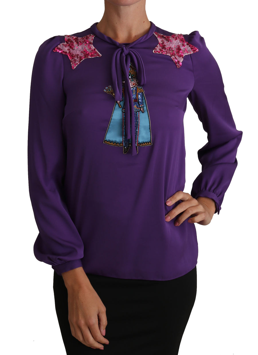 Enchanted Purple Silk Crystal Blouse