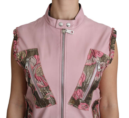 Stunning Pink Sleeveless Leather Vest