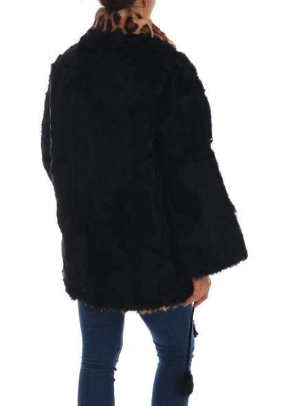 Elegant Black Lamb Fur Short Coat