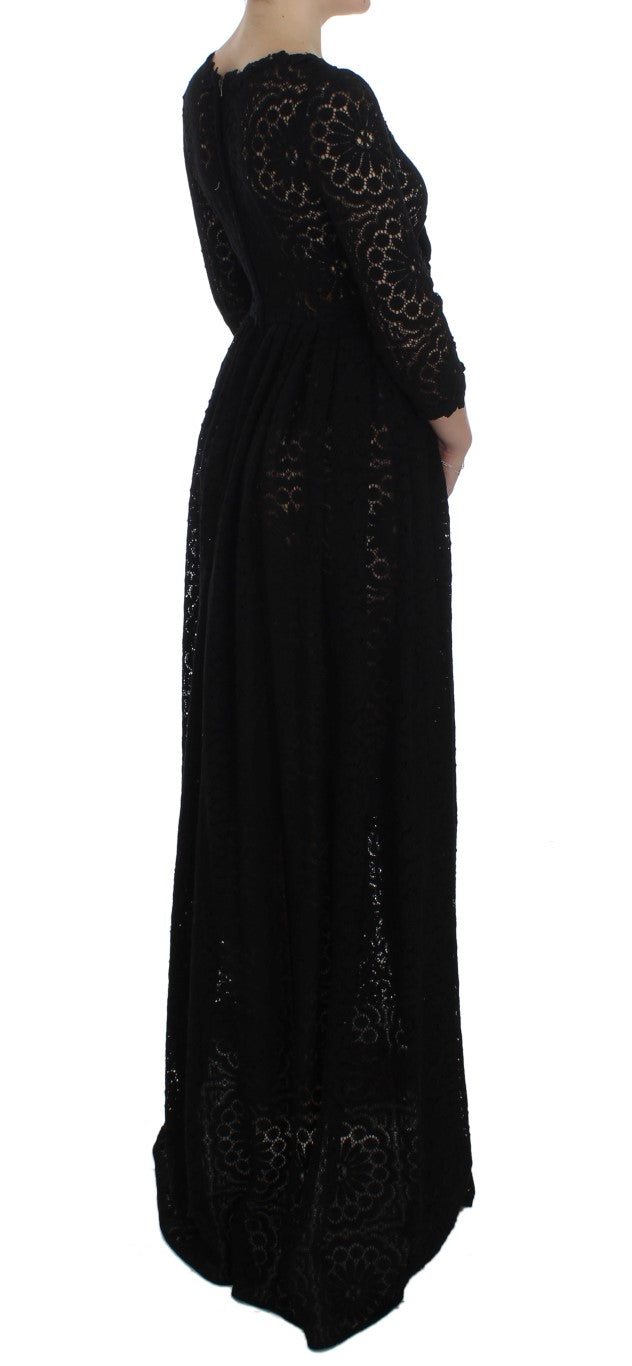 Elegant Floral Ricamo Maxi Dress