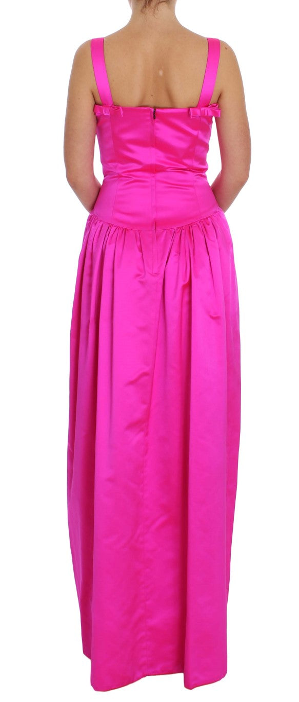 Elegant Silk Full Length Pink Sheath Dress