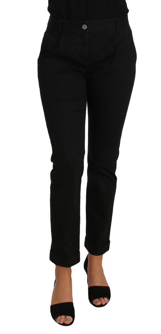 Elegant Black Cotton Dress Pants