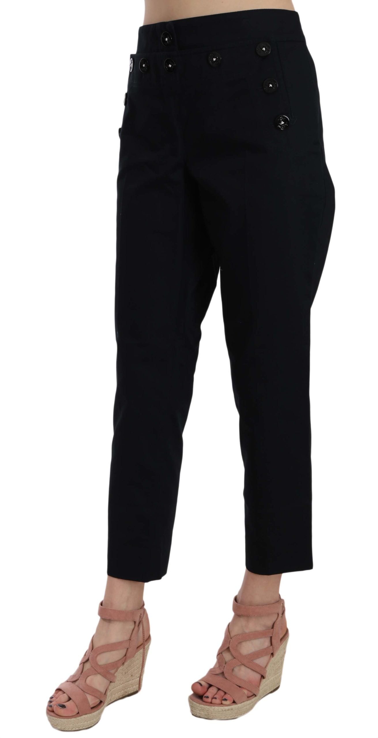 Chic Black Cotton Trousers