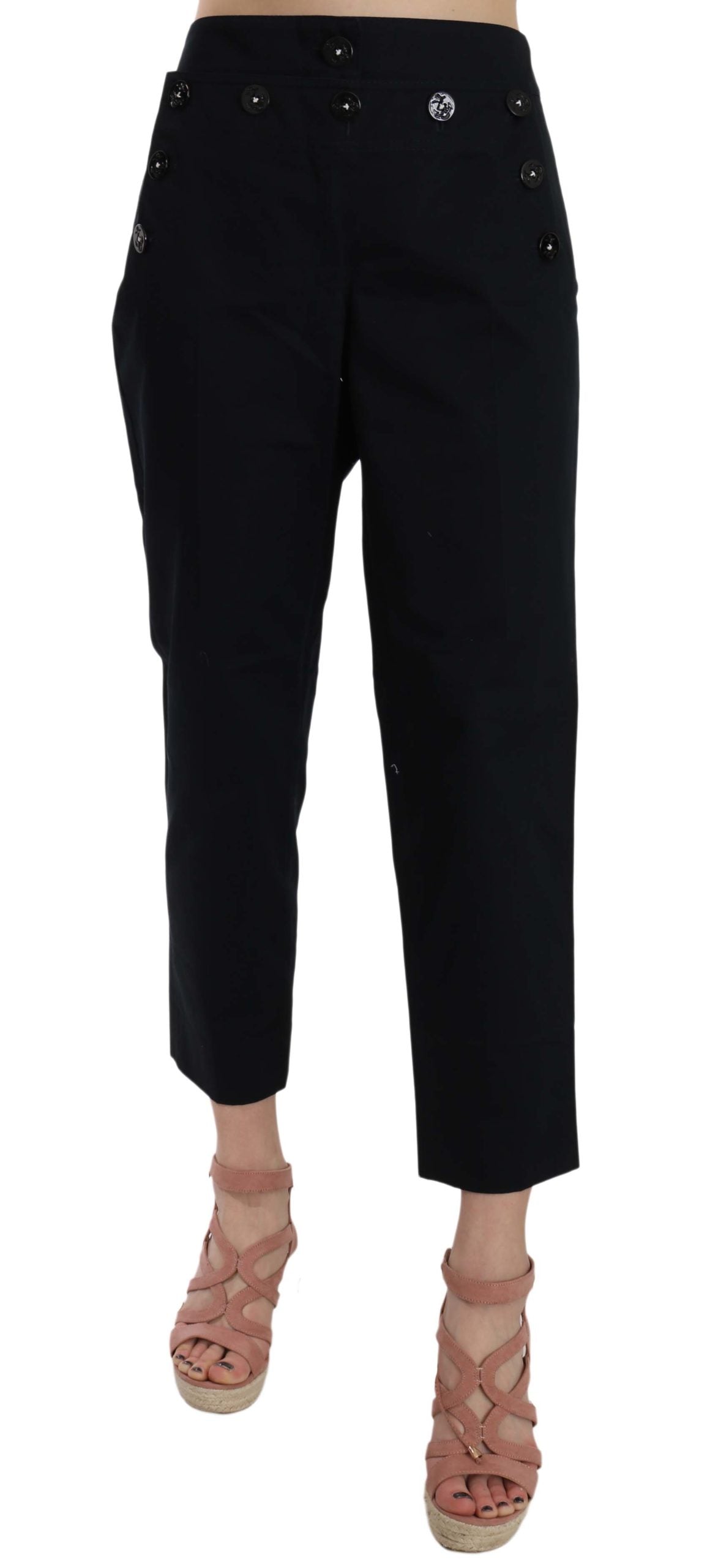 Chic Black Cotton Trousers